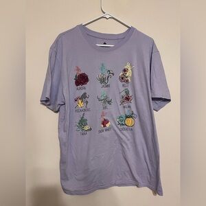 Disney Graphic T-Shirt with Floral and Princess Designs